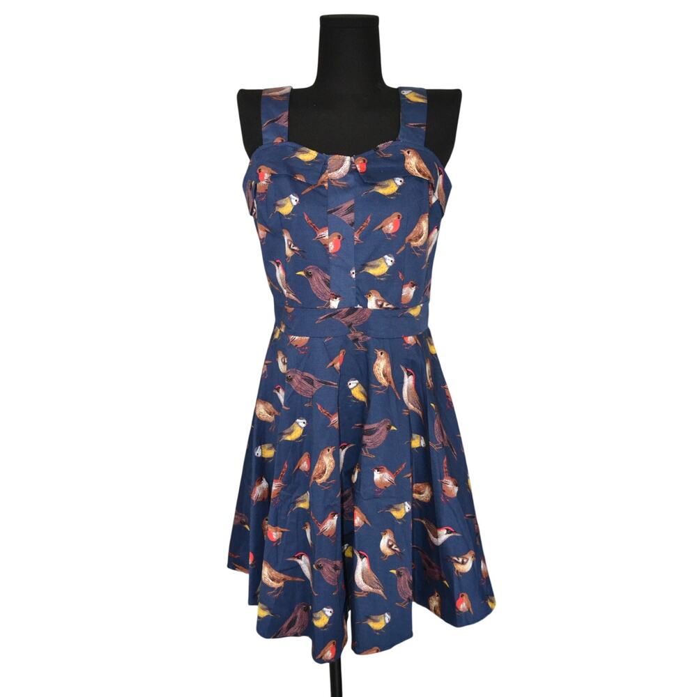 Pinup Swing Dress Bird Print Cotton NWT Size Large
